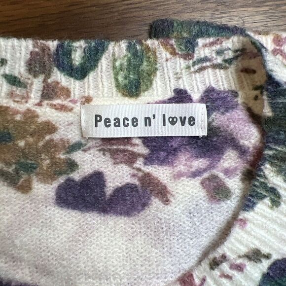 Peace N’ Love Colorful Floral Pullover Crew Neck Sweater Women’s Size Medium? - Picture 3 of 6